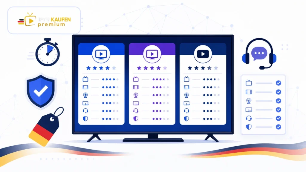 IPTV Anbieter Vergleich: Methodik für faire Tests – illustration vectorielle IPTV