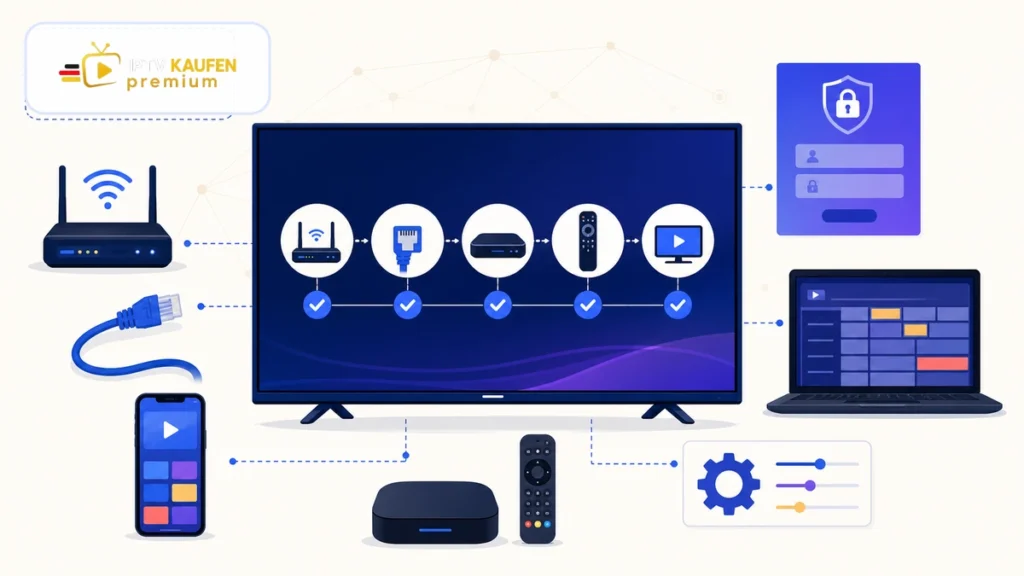 IPTV einrichten: kompletter Einsteigerkurs in 10 Schritten – illustration vectorielle IPTV
