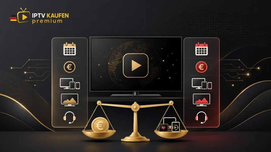 IPTV Preise: Kosten und Preis-Leistung transparent vergleichen – illustration vectorielle IPTV avec logo officiel transparent