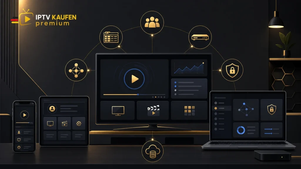IPTV Smarters Pro erweitert: Profile, EPG und Player optimieren – illustration vectorielle IPTV avec logo officiel transparent