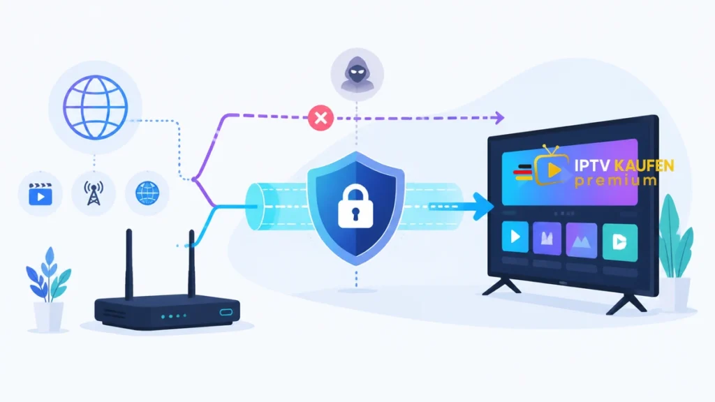 IPTV VPN mit Fernseher, Router und Schutzschild