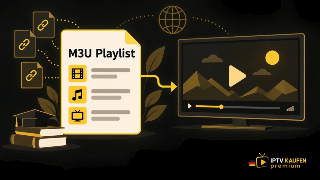 M3U Playlist: eine Liste verweist auf Medien im Player